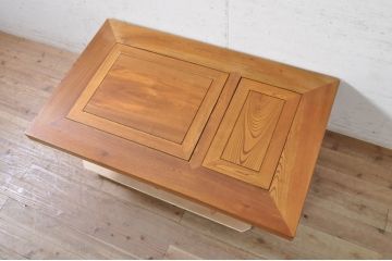 和製ビンテージ　美品!!　総欅(ケヤキ)材　重厚な囲炉裏テーブル(座卓、ローテーブル、火鉢、長火鉢、木製火鉢、ヴィンテージ)(R-072693)