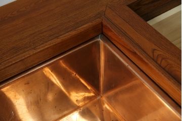 和製ビンテージ　美品!!　総欅(ケヤキ)材　重厚な囲炉裏テーブル(座卓、ローテーブル、火鉢、長火鉢、木製火鉢、ヴィンテージ)(R-072693)