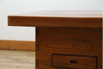 和製ビンテージ　美品!!　総欅(ケヤキ)材　重厚な囲炉裏テーブル(座卓、ローテーブル、火鉢、長火鉢、木製火鉢、ヴィンテージ)(R-072693)