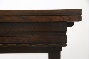 イギリスアンティーク　オーク材　クラシックな雰囲気漂うドローリーフテーブル(エクステンションテーブル、ダイニングテーブル、食卓、2人掛け、4人掛け、6人掛け、英国)(R-072700)