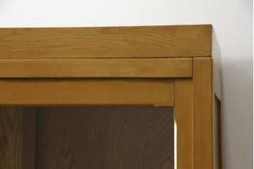 和製アンティーク　昭和レトロな雰囲気漂う二段重ね収納棚(ガラスケース、キャビネット、食器棚、飾り棚、戸棚、本箱、ブックケース)(R-072701)