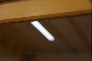 和製アンティーク　昭和レトロな雰囲気漂う二段重ね収納棚(ガラスケース、キャビネット、食器棚、飾り棚、戸棚、本箱、ブックケース)(R-072701)