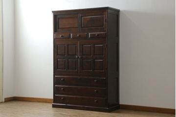 中古　北海道民芸家具　和洋どちらのお部屋にも馴染みやすいタンス(衣装箪笥、収納箪笥、着物箪笥、和タンス、引き出し)(R-072707)