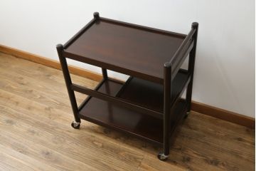中古　松本民芸家具　上品な色合いが魅力!!シックな雰囲気漂うB型ワゴン(キャスターワゴン、サイドワゴン、キッチンワゴン、花台)(R-072726)