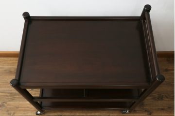 中古　松本民芸家具　上品な色合いが魅力!!シックな雰囲気漂うB型ワゴン(キャスターワゴン、サイドワゴン、キッチンワゴン、花台)(R-072726)