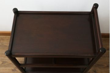 中古　松本民芸家具　上品な色合いが魅力!!シックな雰囲気漂うB型ワゴン(キャスターワゴン、サイドワゴン、キッチンワゴン、花台)(R-072727)