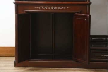 和製アンティーク　花梨(カリン)材　品のある佇まいが美しい飾り棚(茶棚、茶箪笥、違い棚、戸棚、収納棚)(R-072730)