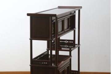 和製アンティーク　花梨(カリン)材　品のある佇まいが美しい飾り棚(茶棚、茶箪笥、違い棚、戸棚、収納棚)(R-072730)