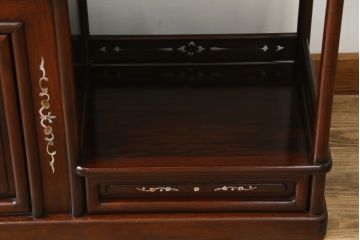 和製アンティーク　花梨(カリン)材　品のある佇まいが美しい飾り棚(茶棚、茶箪笥、違い棚、戸棚、収納棚)(R-072730)