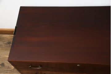 和製アンティーク　美品　前面欅(ケヤキ)材　漆塗り　シンプルな造りのローボード(収納箪笥、和タンス、引き出し、ローチェスト)(R-072734)