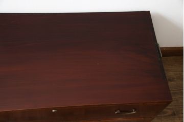 和製アンティーク　美品　前面欅(ケヤキ)材　漆塗り　シンプルな造りのローボード(収納箪笥、和タンス、引き出し、ローチェスト)(R-072734)