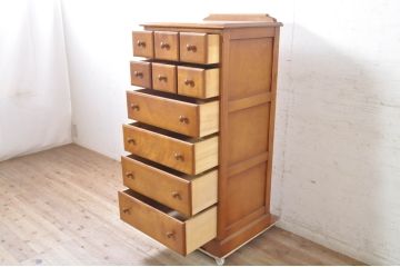 中古　横浜クラシック家具　ダニエル(daniel)　アーリーアメリカンシリーズ　A-108　引き出し10杯が嬉しい!木の温もり溢れるチェスト(小抽斗タンス、引き出し、洋服タンス、ハイチェスト)(R-072744)