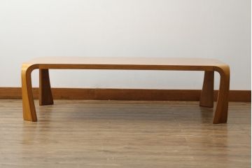 和製ビンテージ　天童木工　欅(ケヤキ)材　天板の美しい木目が魅力的な座卓(ヴィンテージ、ローテーブル、センターテーブル、リビングテーブル)(R-072748)
