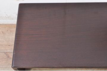 中古　国産唐木指物　総紫檀(シタン)材　漆塗り　脚の透かし彫りがアクセントの上品な文机(座机、ローテーブル、センターテーブル、作業台、ワークデスク、在宅用、在宅ワーク用)(R-072752)