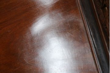 和製ビンテージ　総花梨(カリン)材　象嵌入り　凝ったデザインの彫刻が魅力のベンチ(長椅子、長イス、板座チェア、3人掛けソファ、3人掛けベンチ、ヴィンテージ)(R-072753)
