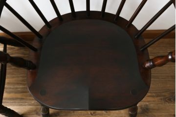 中古　松本民芸家具　#91型　落ち着きのある大人カフェ風インテリアが叶うアームチェア2脚セット(キャプテンチェア、板座チェア、椅子、ダイニングチェア、イス)(定価2脚で約26万円)(R-072757)
