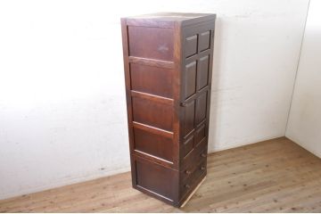 中古　美品　松本民芸家具　DII-12型　スリムで取り入れやすいワードローブ(洋服タンス、衣装タンス、収納棚、戸棚)(定価約46万円)(R-072760)