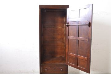 中古　美品　松本民芸家具　DII-12型　スリムで取り入れやすいワードローブ(洋服タンス、衣装タンス、収納棚、戸棚)(定価約46万円)(R-072760)