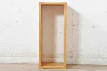 中古　タモ材　高島屋購入品　シンプルなデザインで使いやすいディスプレイラック(飾り棚、花台、飾り台、オープンラック)(R-072775)
