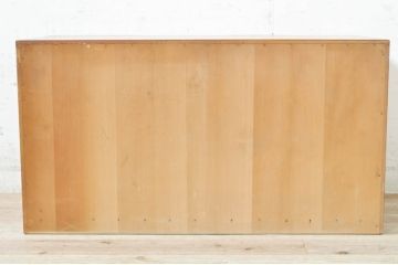 和製アンティーク　シンプルなデザインで取り入れやすい総欅(ケヤキ)材の横長小引き出し(ローチェスト、小物収納、書類ケース)(R-072783)