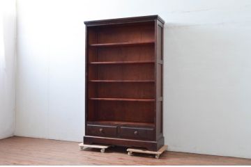 中古　北海道民芸家具　ブックケースリメイク　和洋どちらのお部屋にも馴染むオープンラック(オープンシェルフ、ブックシェルフ、本棚、書棚、収納棚、飾り棚、陳列棚、ディスプレイラック)(R-072786)