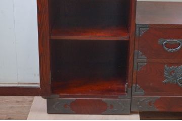 中古　美品　欅産業　仙台民芸箪笥(仙台箪笥)　和モダンな佇まいが魅力的なテレビ台ユニット(テレビボード、リビングボード、ローチェスト、和タンス、収納箪笥、飾り棚、収納棚、戸棚、サイドキャビネット)(R-072789)