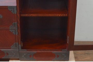 中古　美品　欅産業　仙台民芸箪笥(仙台箪笥)　和モダンな佇まいが魅力的なテレビ台ユニット(テレビボード、リビングボード、ローチェスト、和タンス、収納箪笥、飾り棚、収納棚、戸棚、サイドキャビネット)(R-072789)