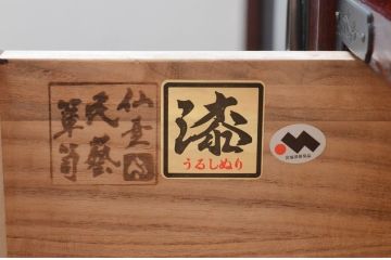 中古　美品　欅産業　仙台民芸箪笥(仙台箪笥)　和モダンな佇まいが魅力的なテレビ台ユニット(テレビボード、リビングボード、ローチェスト、和タンス、収納箪笥、飾り棚、収納棚、戸棚、サイドキャビネット)(R-072789)