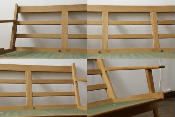 北欧家具　デンマークビンテージ　本革(レザー)　GETAMA(ゲタマ)　Hans J Wegner(ハンス・J・ウェグナー)　GE290　くつろぎの空間を演出するアーム付き3人掛けソファ(3P、三人掛け、アームソファ、トリプルソファ、3シーター、北欧、ヴィンテージ)(R-072801)