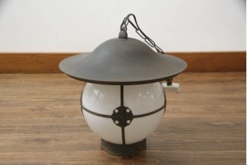 アンティーク照明　真鍮の飾り付き　和モダンな空間を演出する灯ろう風吊り下げ照明(天井照明、ペンダントライト)(R-072805)
