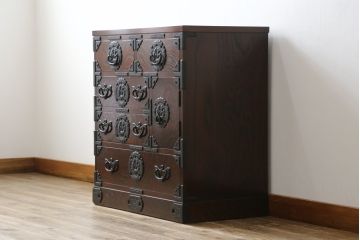 中古　美品　岩谷堂箪笥　かくし収納多数で遊び心満載の小箪笥(収納箪笥、整理箪笥、和タンス、引き出し、小物収納)(R-072807)
