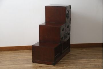 中古　美品　仙台民芸箪笥(仙台箪笥)　欅産業　KC-40R　拭き漆塗りが美しい三尺階段箪笥(和たんす、収納箪笥)(R-072808)