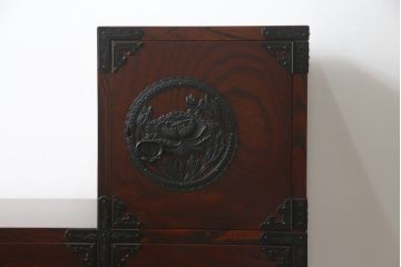 中古　美品　仙台民芸箪笥(仙台箪笥)　欅産業　KC-40R　拭き漆塗りが美しい三尺階段箪笥(和たんす、収納箪笥)(R-072808)