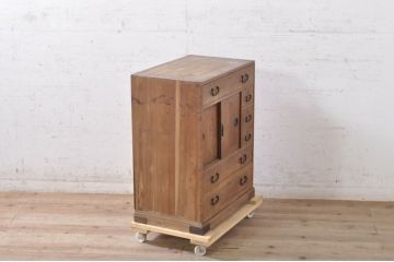 和製アンティーク　桐(キリ)材　和の雰囲気を高める小箪笥(桐たんす、収納タンス、時代箪笥、和箪笥、整理箪笥)(R-072812)