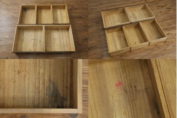 和製アンティーク　黒柿材　美しい木目が目を惹く茶箪笥(茶棚、食器棚、収納棚、戸棚、飾り棚、違い棚、キャビネット)(R-072814)