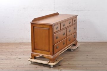 中古　美品　横浜ダニエル(daniel)　アーリーアメリカン　A-104横長整理タンス　気品漂う洗練されたデザインが魅力的なチェスト(引き出し、サイドボード、整理箪笥、収納箪笥)(定価約56万円)(R-072822)