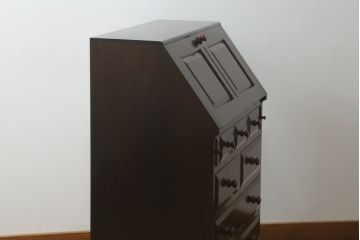 中古　美品!!　松本民芸家具　収納力たっぷり! シックな佇まいのライティングビューロー(簿記机、在宅ワーク、在宅用ワークデスク、チェスト)(R-072830)