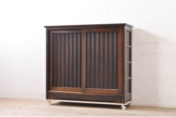 中古　美品　松本民芸家具　落ち着いた佇まいが魅力的なC型下駄箱(収納棚、戸棚、キャビネット)(定価約30万円)(R-072837)