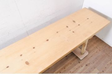 和製ビンテージ　特大!!　ヒノキ(檜)材　一枚板　古い和菓子屋の重厚な作業台(ダイニングテーブル、飾り台、陳列台、ヴィンテージ)(R-072842)