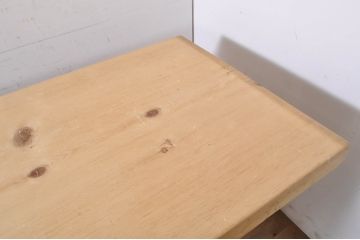 和製ビンテージ　特大!!　ヒノキ(檜)材　一枚板　古い和菓子屋の重厚な作業台(ダイニングテーブル、飾り台、陳列台、ヴィンテージ)(R-072842)