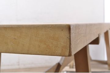 和製ビンテージ　特大!!　ヒノキ(檜)材　一枚板　古い和菓子屋の重厚な作業台(ダイニングテーブル、飾り台、陳列台、ヴィンテージ)(R-072842)