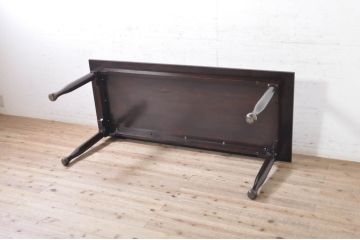 和製ビンテージ　特注品　松本民芸家具　塗り直しあり　天板水目桜　脚ナラ材　クラシカルな雰囲気漂う木目が魅力的なダイニングテーブル(作業台、6人掛け、6P、4人掛け、4P、食卓)(R-072843)