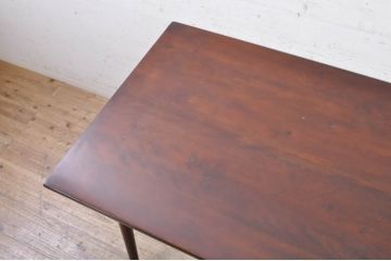和製ビンテージ　松本民芸家具　塗り直しあり　洗練された佇まいが上品な棚付きダイニングテーブル(食卓、2人掛け、4人掛け、作業台、ヴィンテージ)(R-072853)