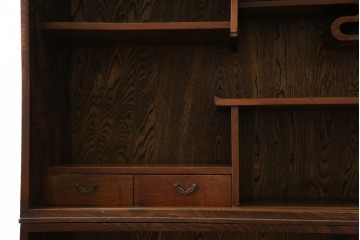 和製アンティーク　前面欅(ケヤキ)材　素朴な佇まいに懐かしさを感じる二段重ね茶箪笥　(R-072886)