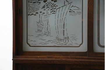 和製アンティーク　前面欅(ケヤキ)材　素朴な佇まいに懐かしさを感じる二段重ね茶箪笥　(R-072886)