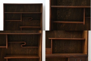 和製アンティーク　前面欅(ケヤキ)材　素朴な佇まいに懐かしさを感じる二段重ね茶箪笥　(R-072886)