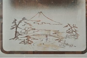 和製アンティーク　前面欅(ケヤキ)材　素朴な佇まいに懐かしさを感じる二段重ね茶箪笥(茶棚、戸棚、収納棚、食器棚、カップボード)(R-072886)