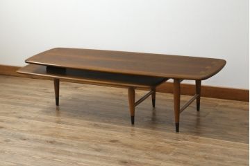 アメリカビンテージ　希少!!　LANE(レーン)　ユニークなデザインでアレンジが楽しい回転補助テーブル付きローテーブル(センターテーブル、リビングテーブル、ヴィンテージ)(R-072892)