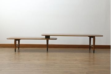 アメリカビンテージ　希少!!　LANE(レーン)　ユニークなデザインでアレンジが楽しい回転補助テーブル付きローテーブル(センターテーブル、リビングテーブル、ヴィンテージ)(R-072892)