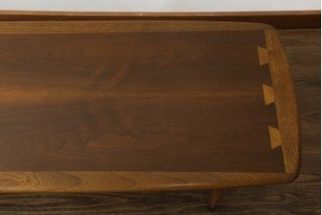アメリカビンテージ　希少!!　LANE(レーン)　ユニークなデザインでアレンジが楽しい回転補助テーブル付きローテーブル(センターテーブル、リビングテーブル、ヴィンテージ)(R-072892)
